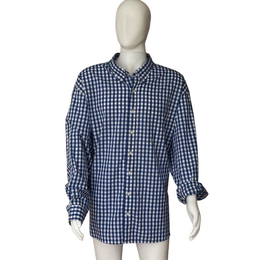 Saddlebred Blue and White Checkered Casual Button Down Shirt - Picture 3 of 8